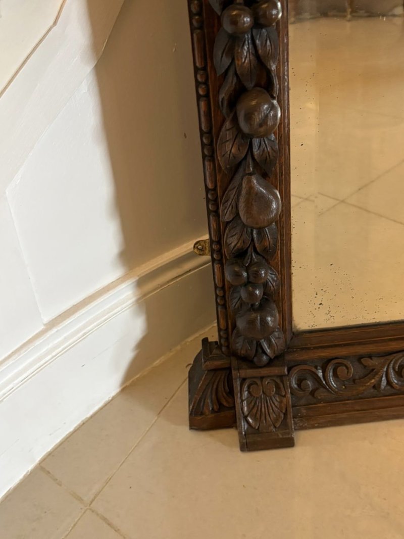 Exceptional Quality Antique 19th Century Victorian Carved Oak Wall Mirror - Image 4
